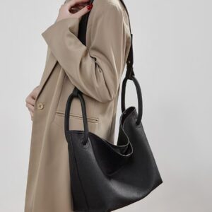 Top-grain leather bucket bag, 2026 new model, minimalist style, genuine leather women’s bag